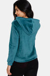 Zivame Plush Velour Knit Poly Hoodie Sweatshirt - Dark Sea — thumbnail 3
